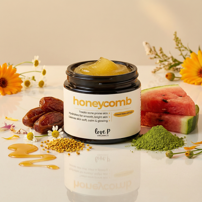 Honeycomb jar displayed from the front with visible product label