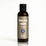 Naura product bottle shown with flowers beside the packaging
